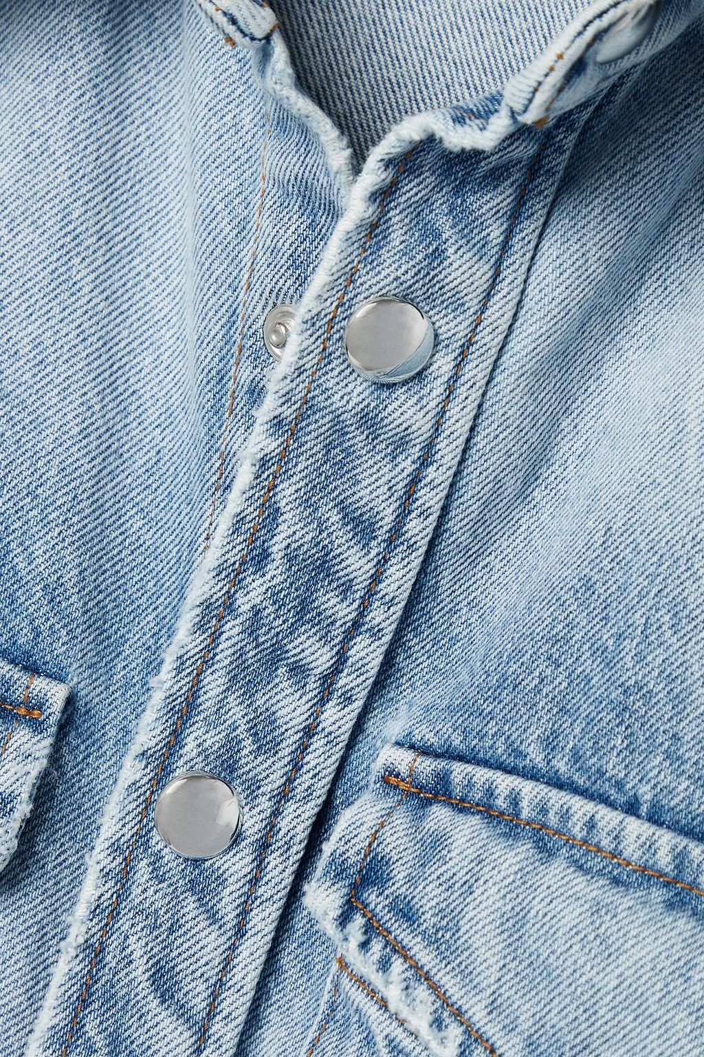 KHAITE Wesley distressed denim shirt