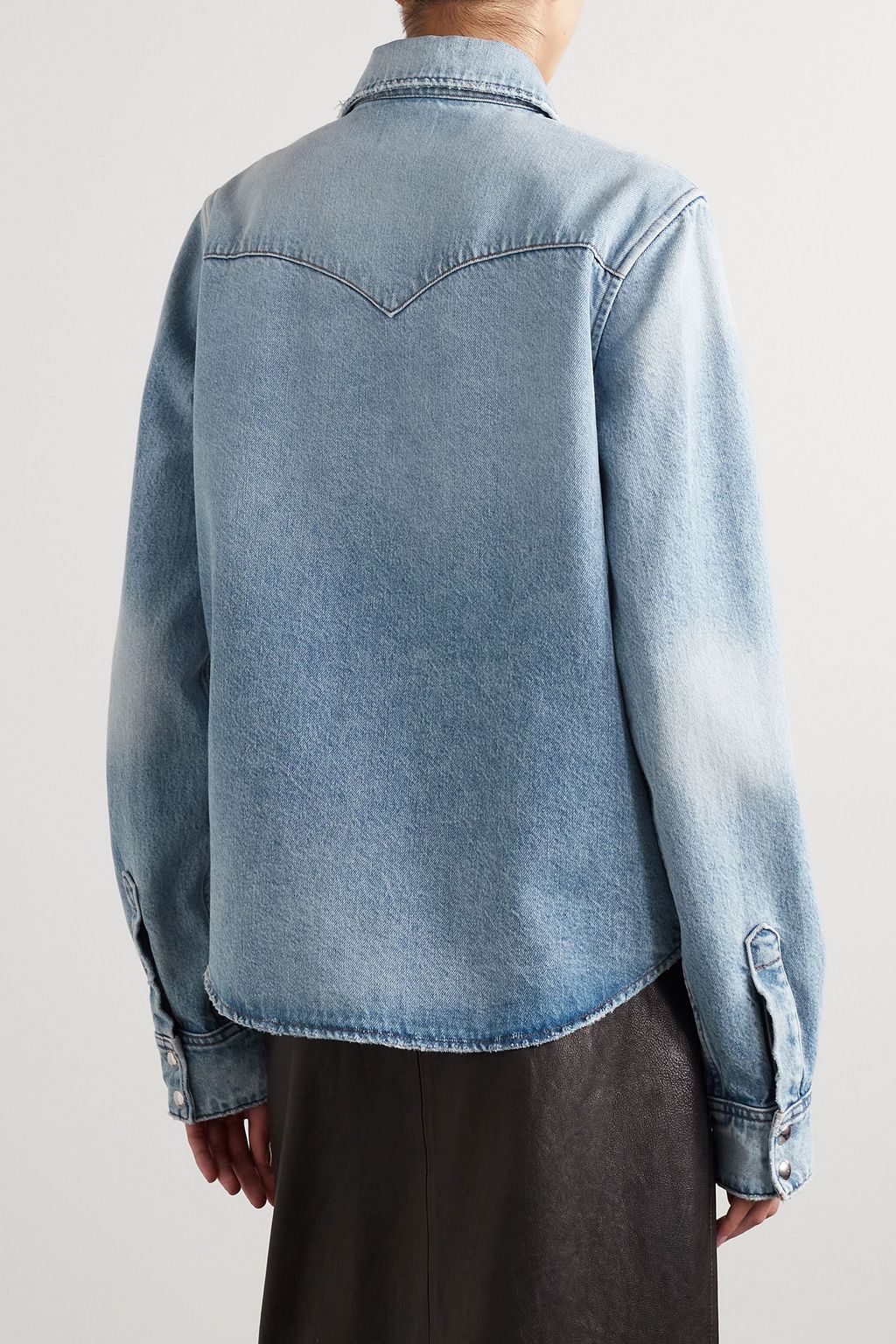 KHAITE Wesley distressed denim shirt