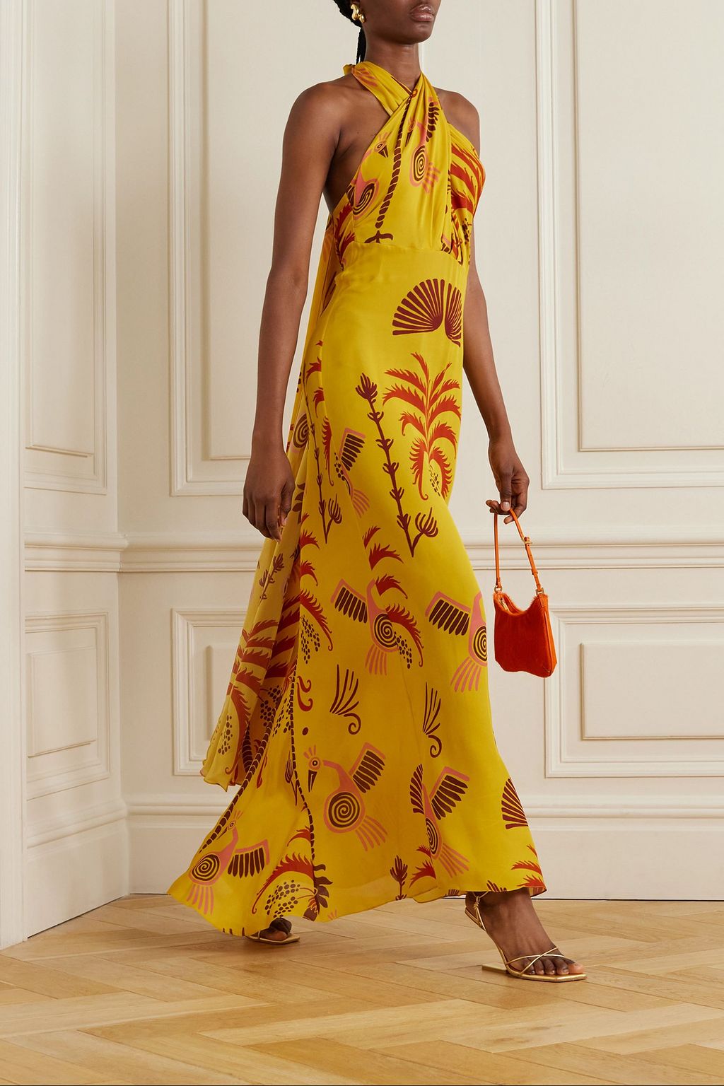 JOHANNA ORTIZ Perfume Memory printed silk-georgette halterneck maxi dress