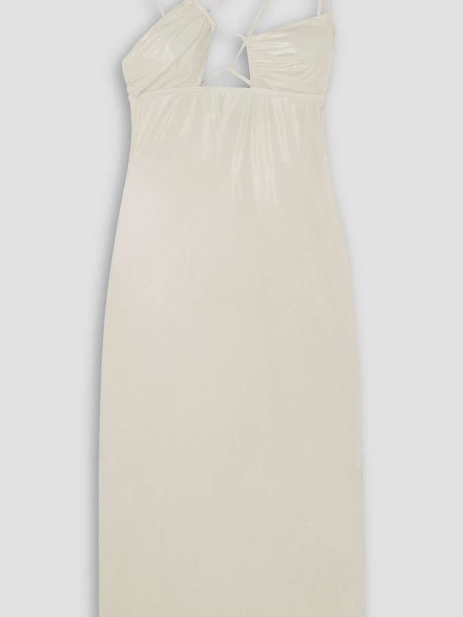 cutout metallic stretch-jersey midi dress