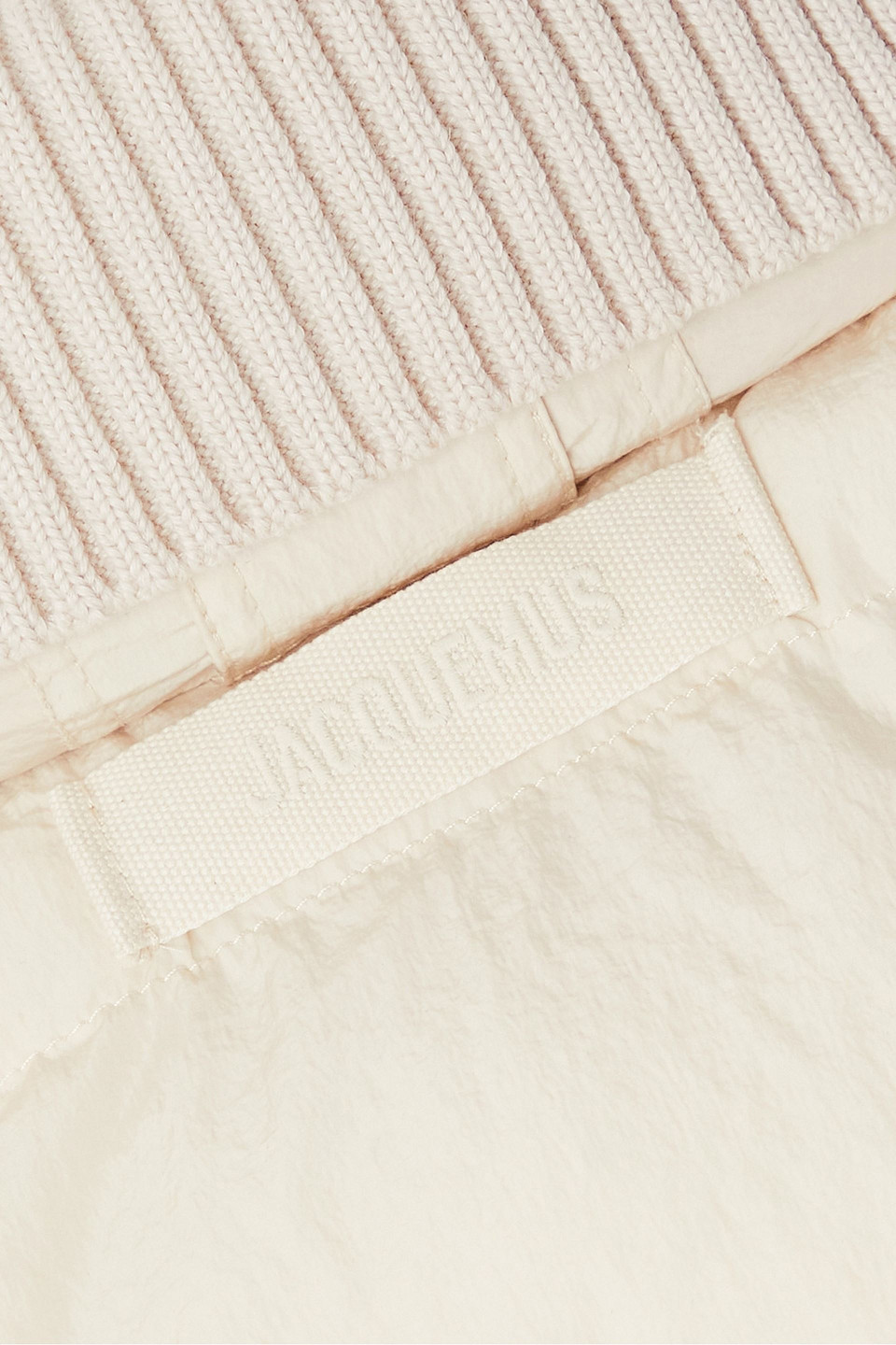 Jacquemus Caraco Layered Ribbed-knit And Quilted Shell Jacket In Ecru