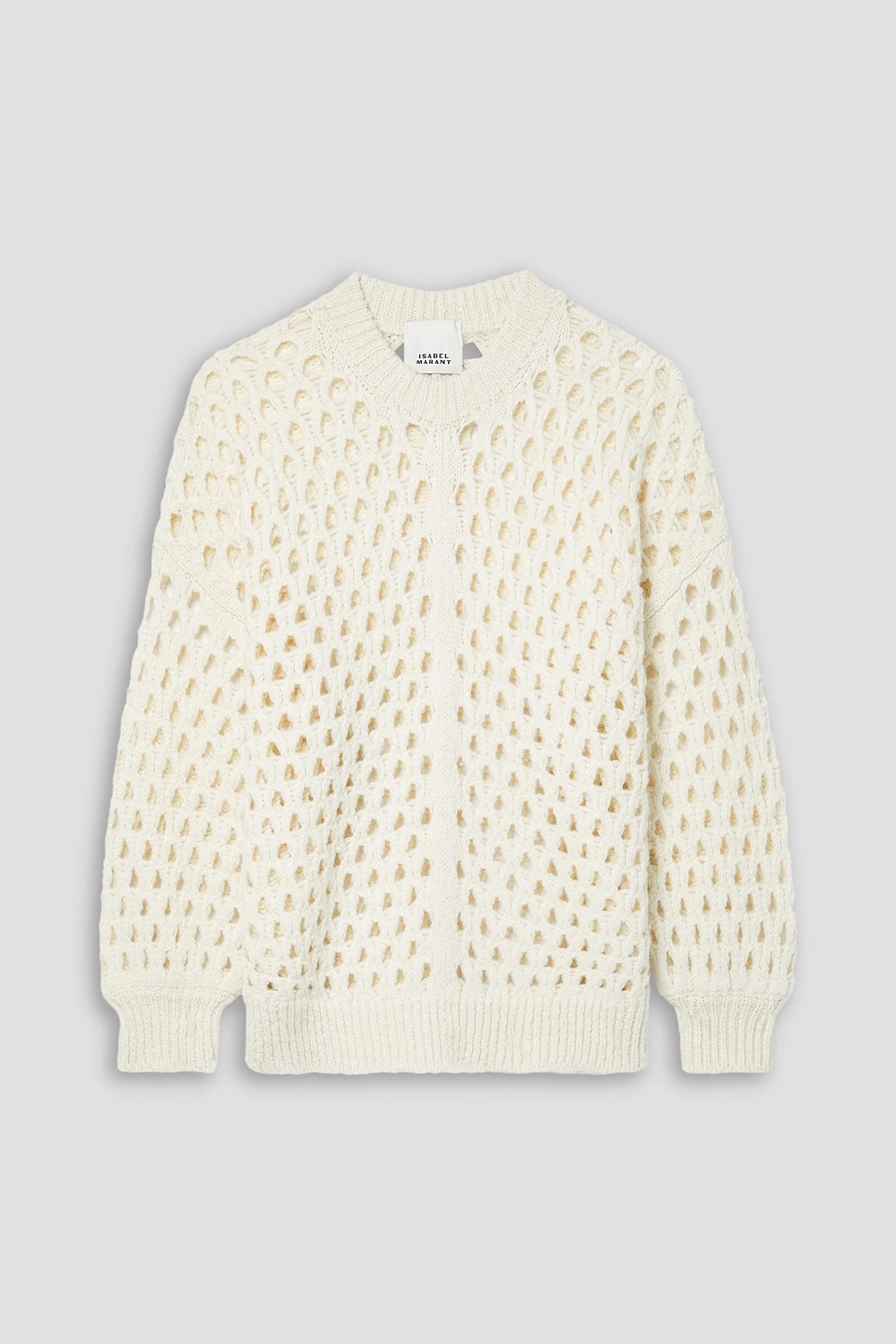 Shop Isabel Marant Tane Open-knit Alpaca-blend Sweater In Elfenbein