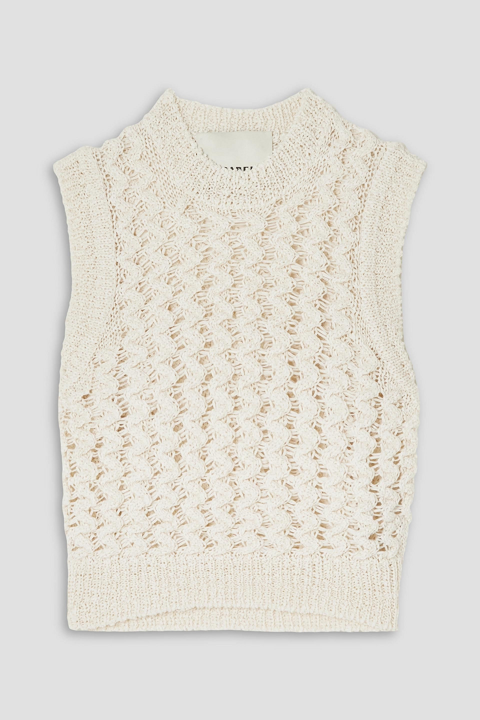 Isabel Marant Faye Zigzag Open Knit Sleeveless Sweater In Naturfarben
