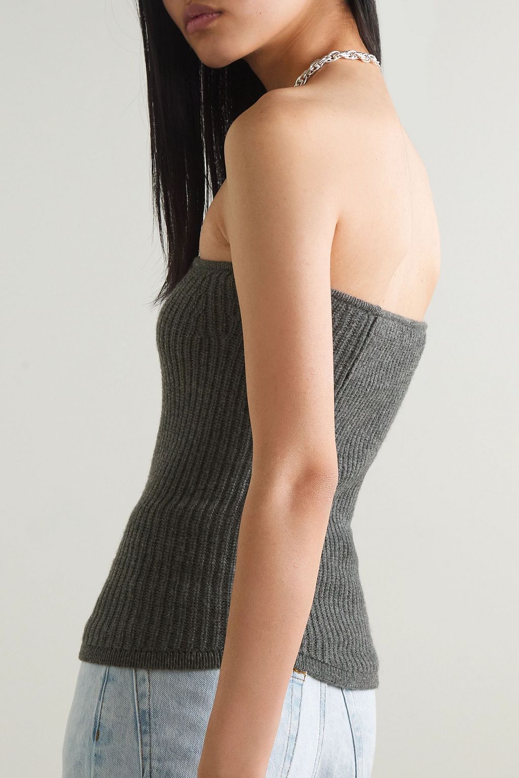 ISABEL MARANT Blaze strapless ribbed wool and cashmere-blend top