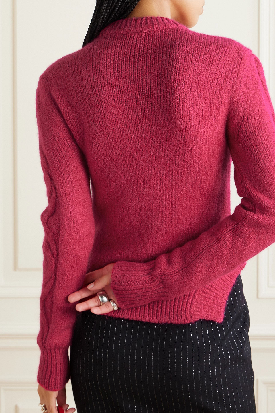 Isabel Marant Elvy Cable-knit Alpaca-blend Sweater In Fuchsiafarben