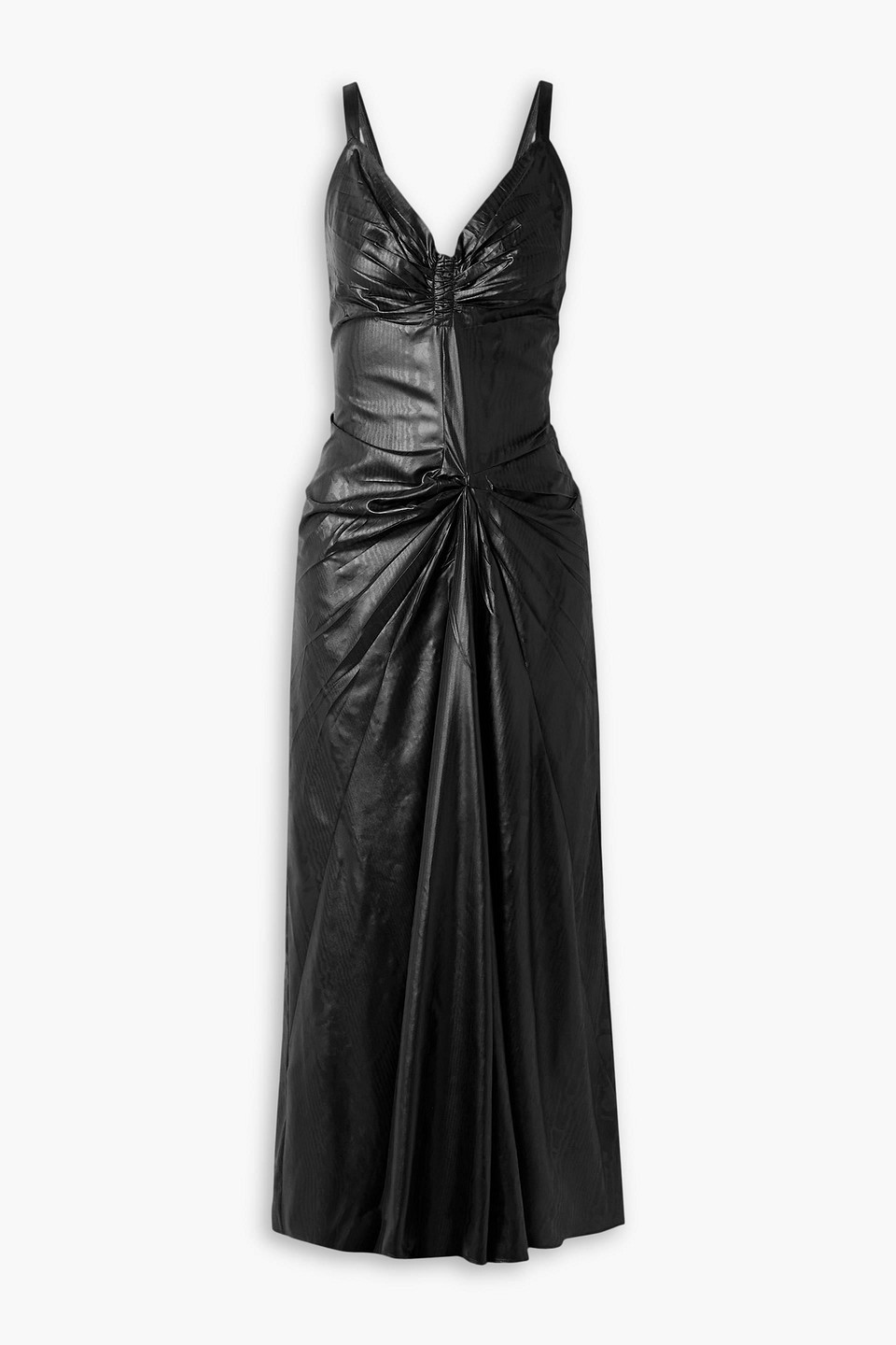 Ruched moire maxi dress