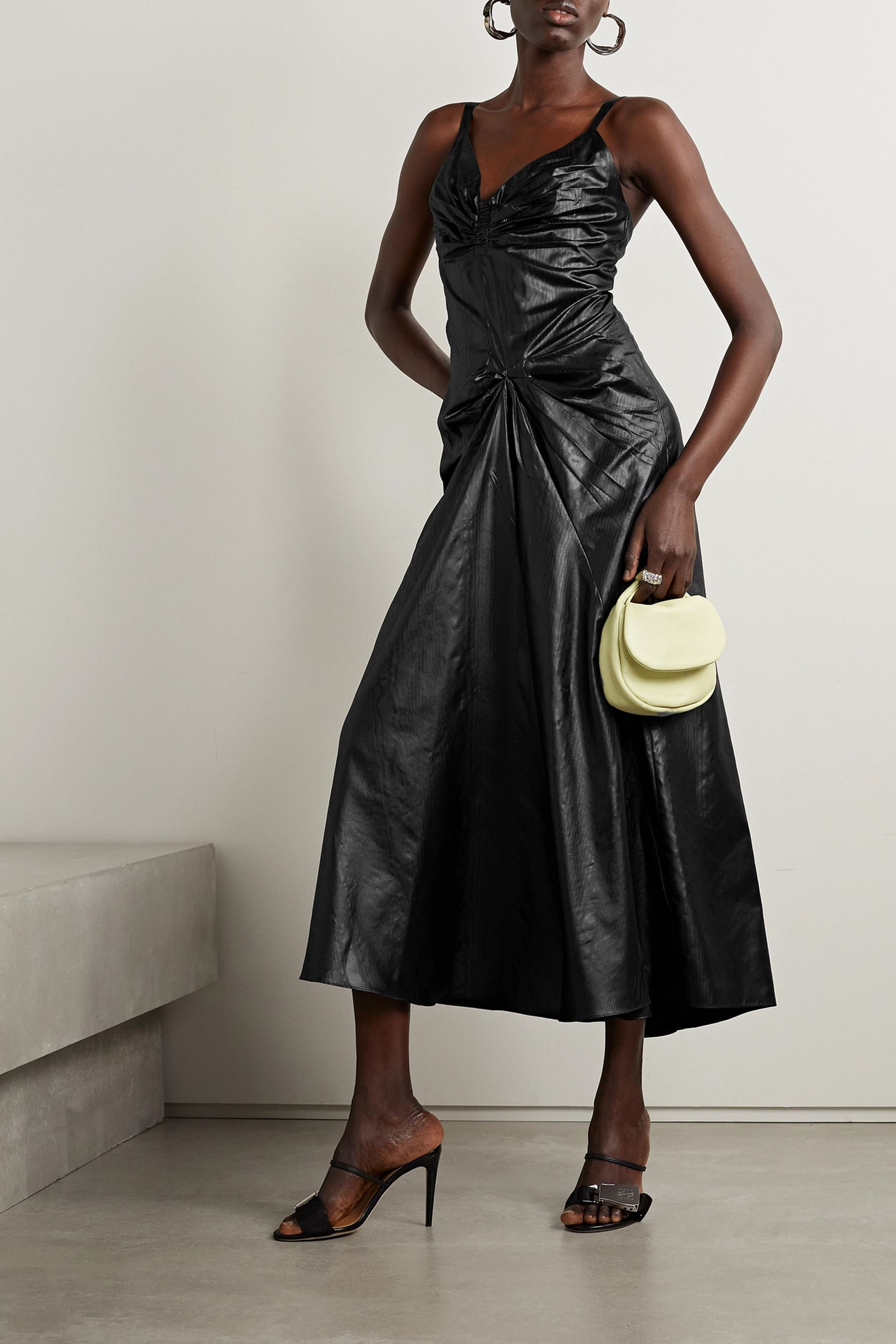 Maison Margiela Ruched moire maxi dress