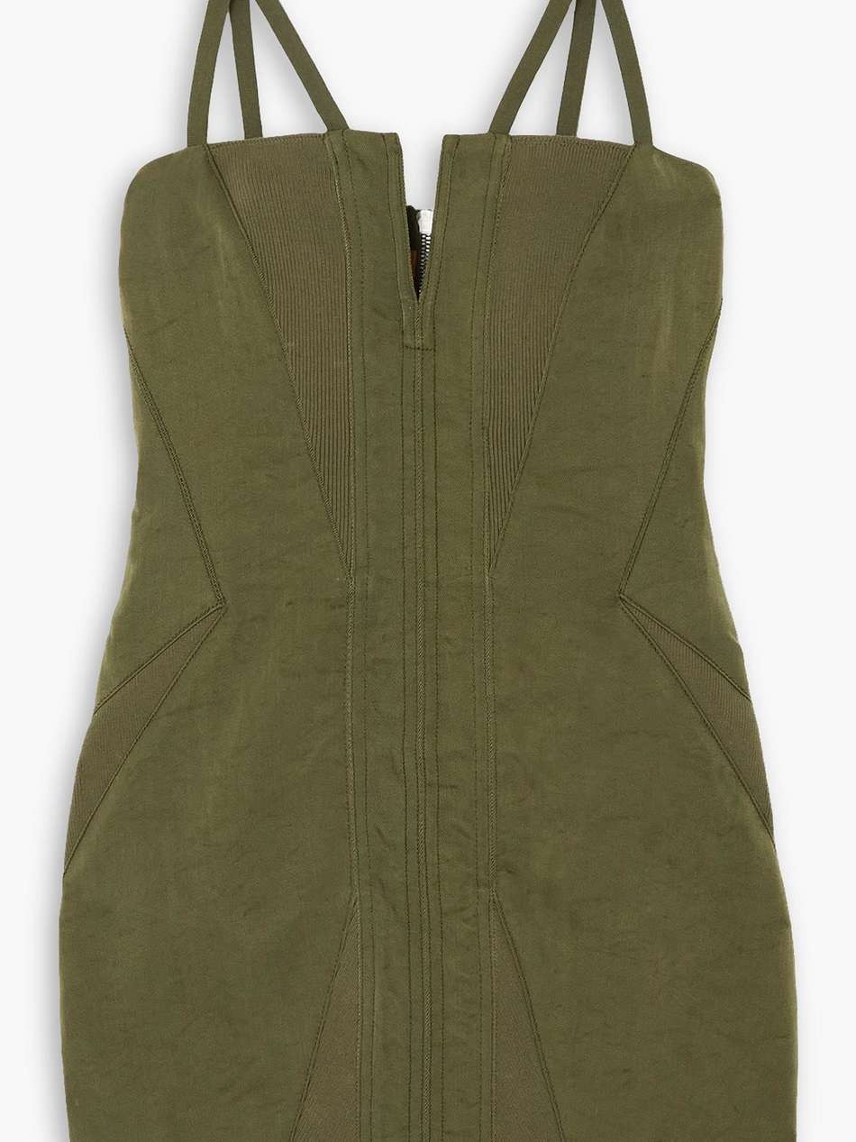 fine fork faille and ribbed cotton-blend mini dress