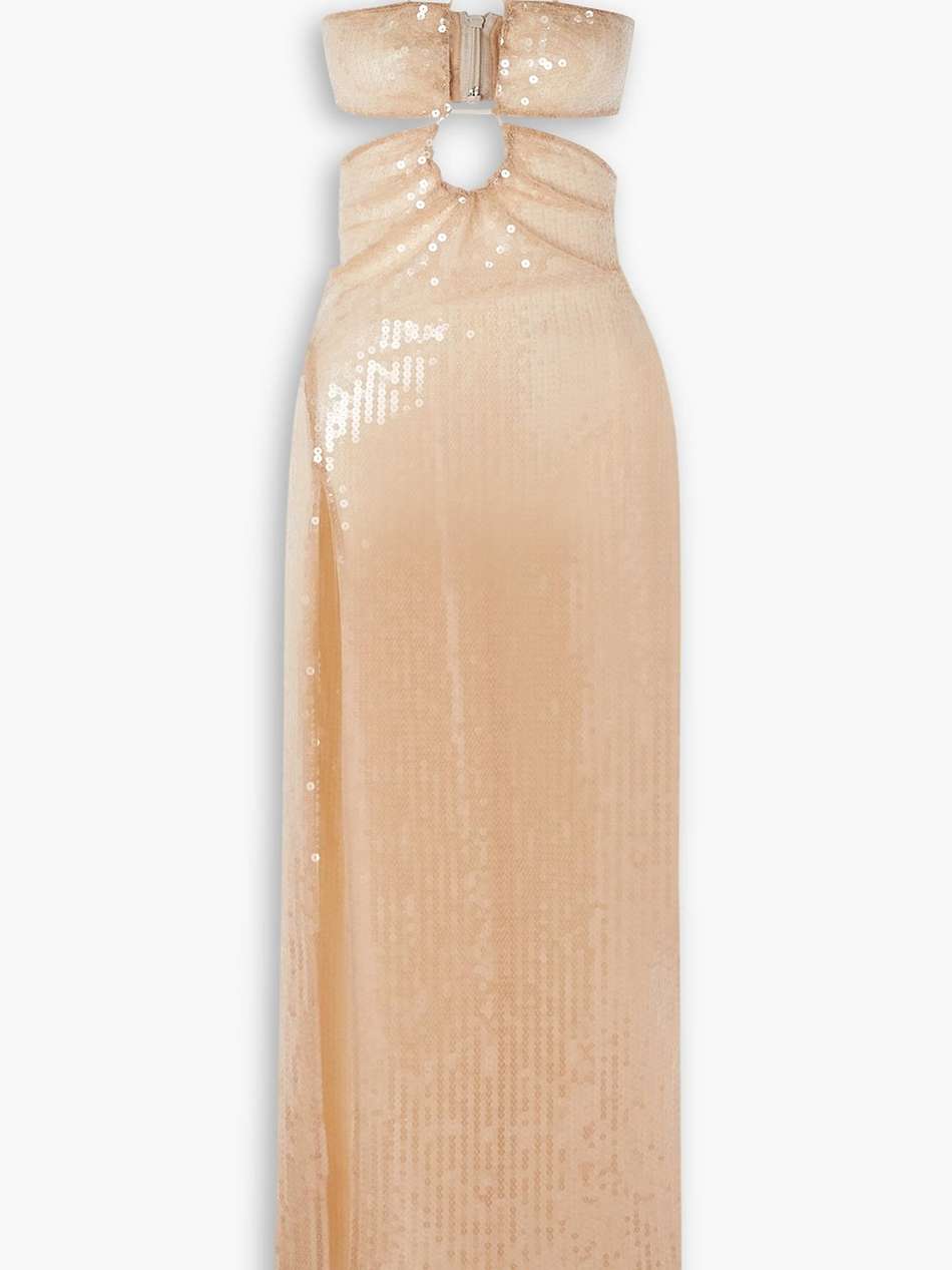 cutout open-back sequined tulle maxi dress
