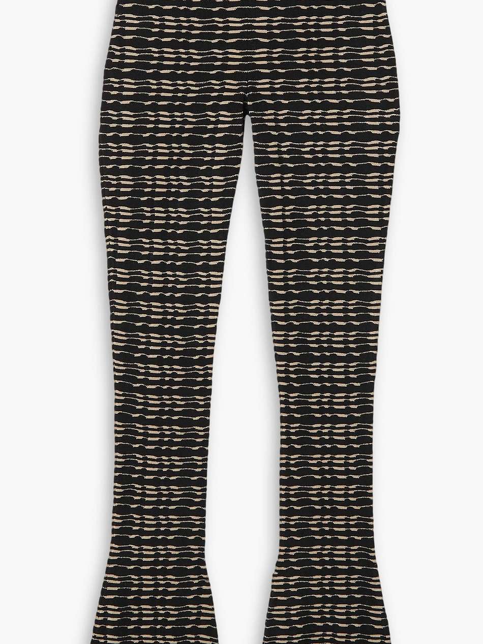 belted jacquard-knit flared pants