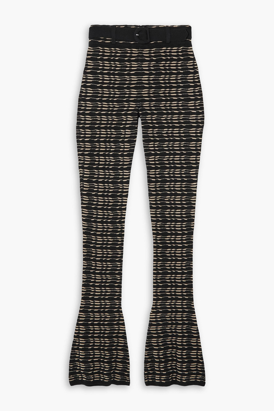 Belted jacquard-knit flared pants