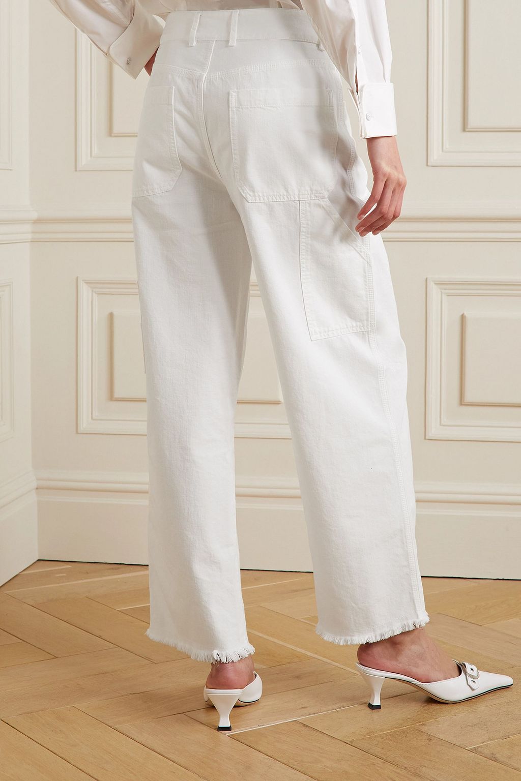 INTERIOR Clarice frayed mid-rise straight-leg jeans