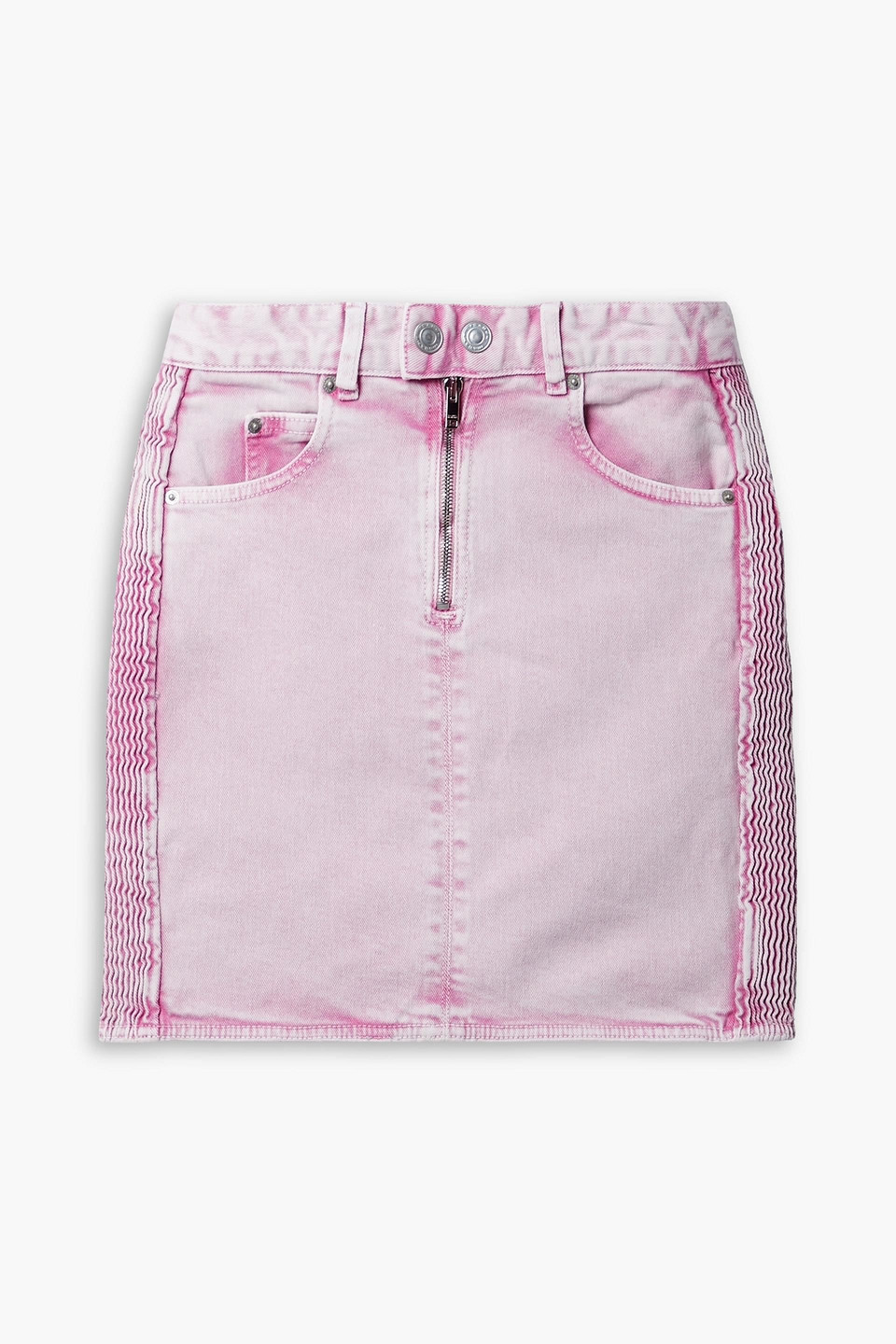 Isabel Marant Vabelia Shirred Denim Mini Skirt In Baby Pink