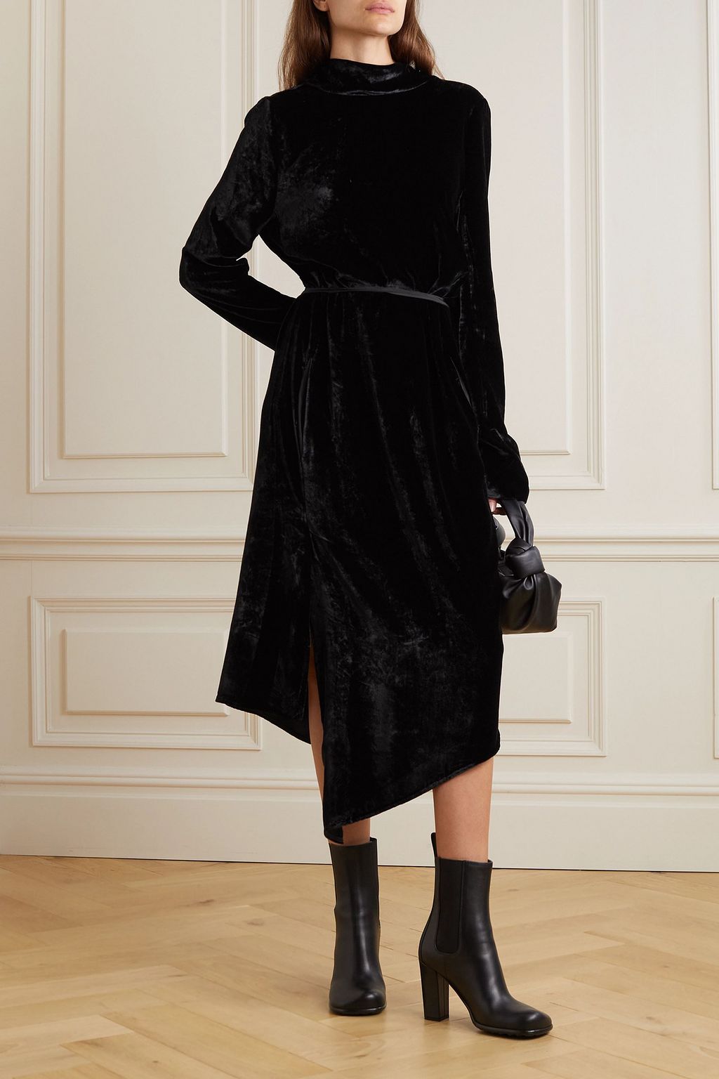 PETAR PETROV Agento open-back draped velvet midi wrap dress