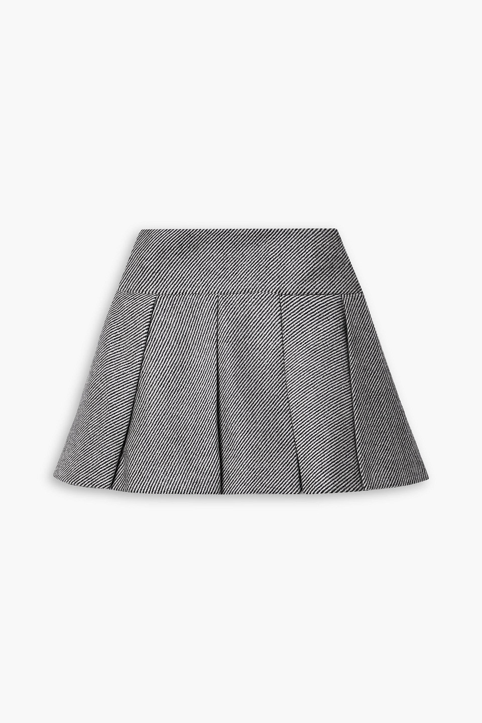 Pleated striped wool mini skirt
