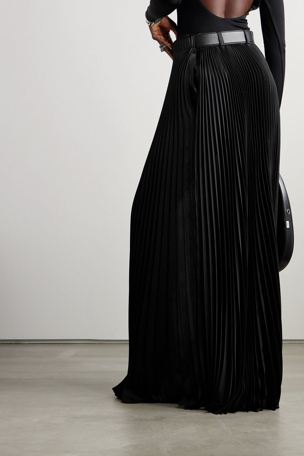 PETER DO Belted pleated satin maxi skirt