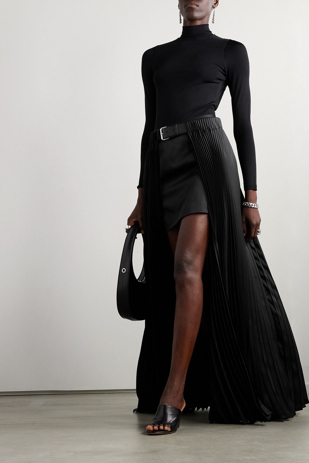 PETER DO Belted pleated satin maxi skirt