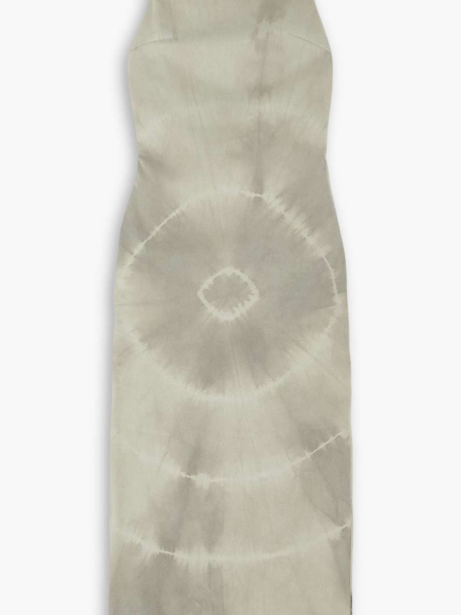open-back tie-dyed faux suede midi dress