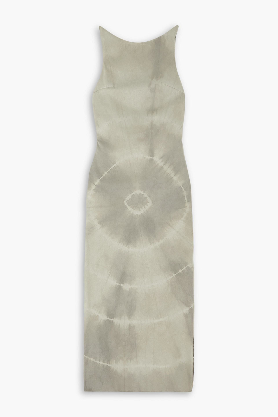 Conner Ives Open-back Tie-dyed Faux Suede Midi Dress In Taupe