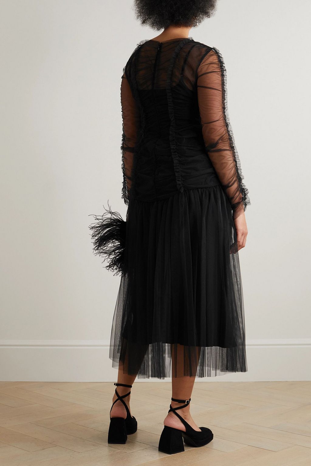 MOLLY GODDARD Malin ruched tulle midi dress