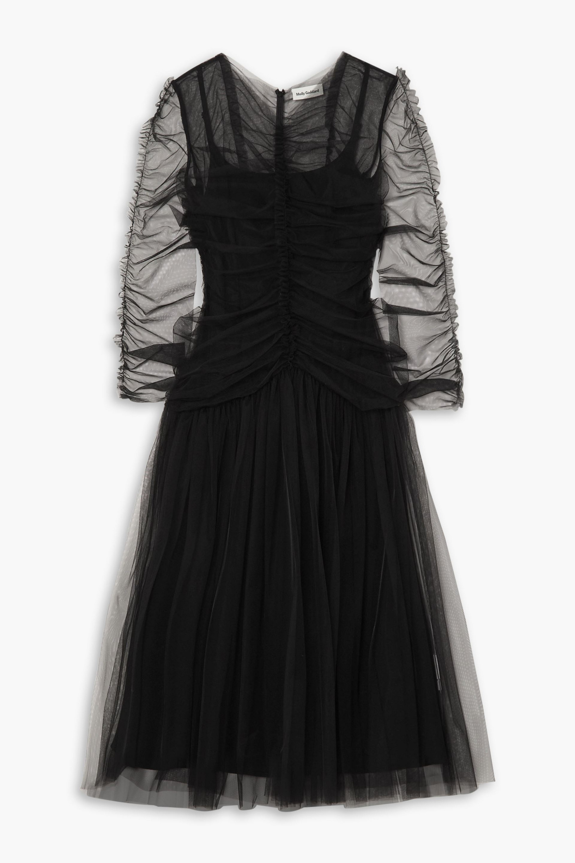 Molly Goddard Malin ruched tulle midi dress thumbnail