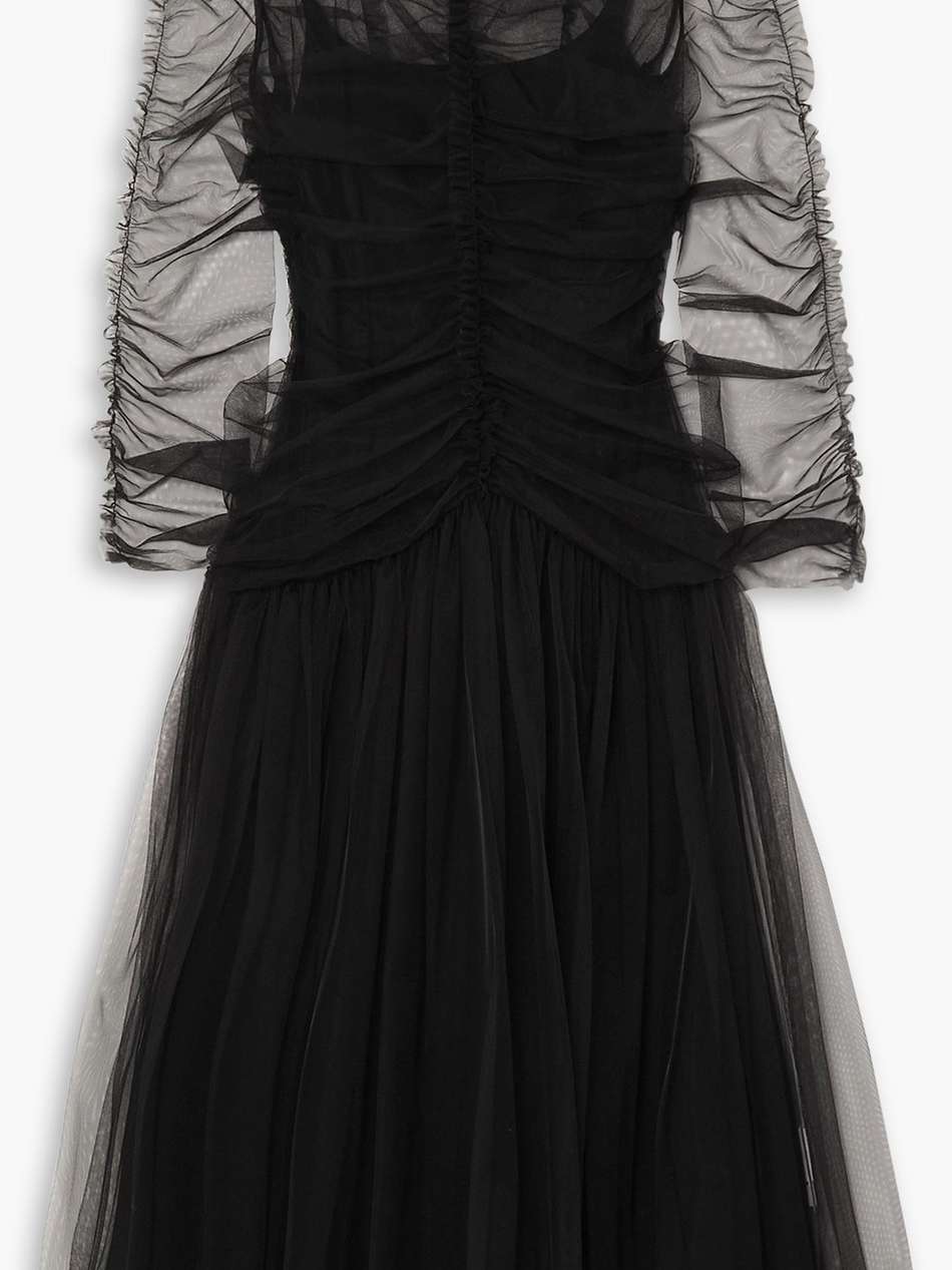 malin ruched tulle midi dress