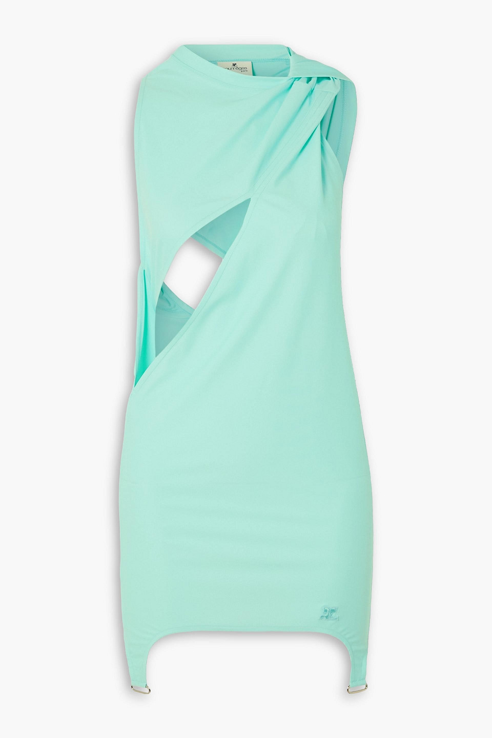 Courrèges Cutout Twisted Stretch-jersey Mini Dress In Turquoise