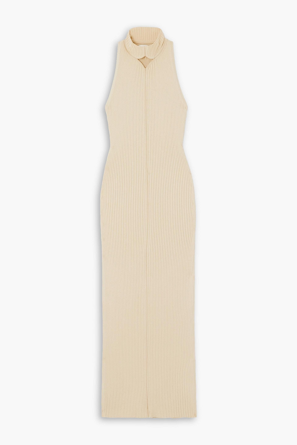 Courrèges Cutout Ribbed-knit Maxi Dress In Sand