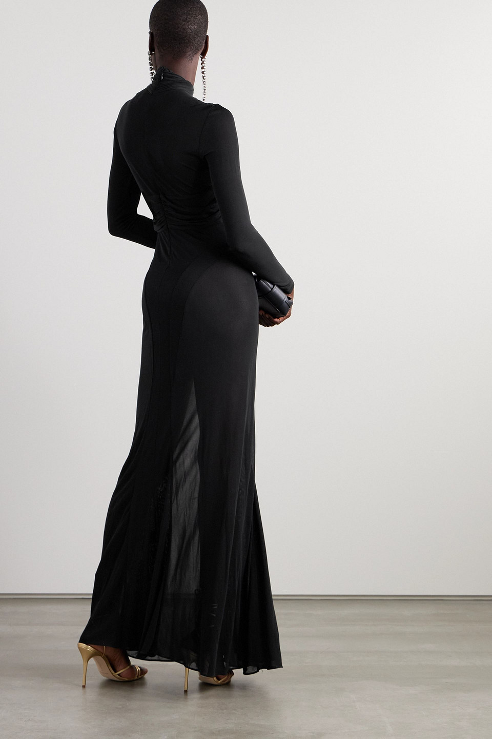 ISABEL MARANT RIMMA TWIST-FRONT JERSEY TURTLENECK MAXI DRESS