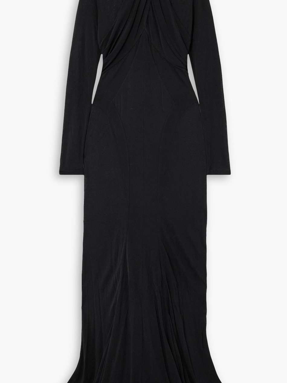 rimma twist-front jersey turtleneck maxi dress