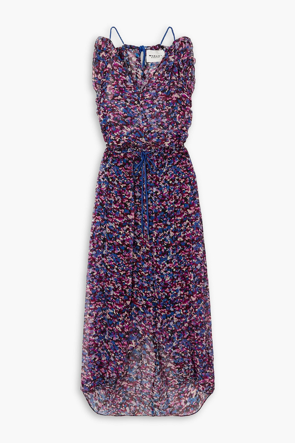 Isabel Marant Étoile Fadelo Tiered Printed Crepon Midi Dress In Blue