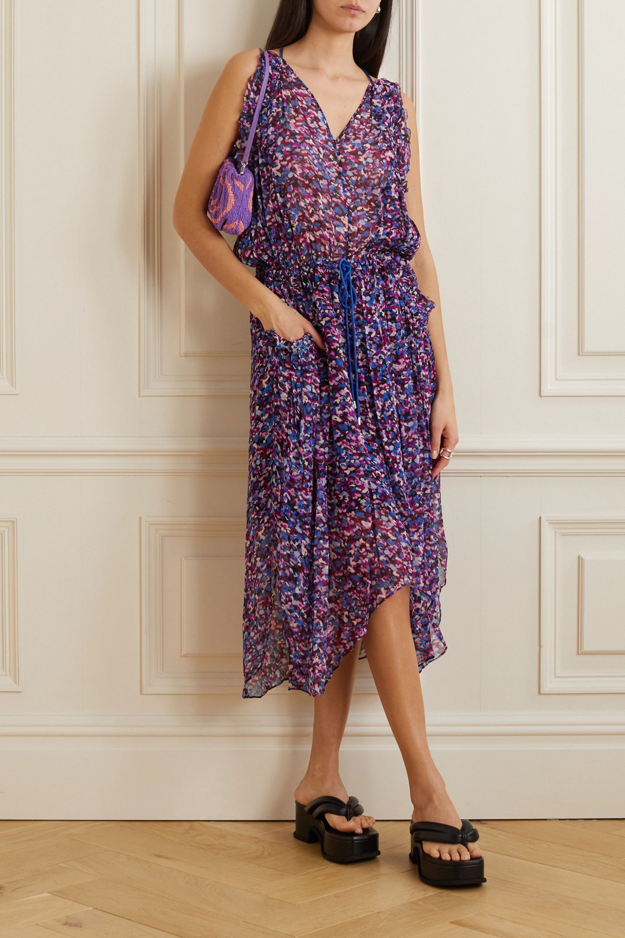 Marant Étoile Fadelo tiered printed crepon midi dress