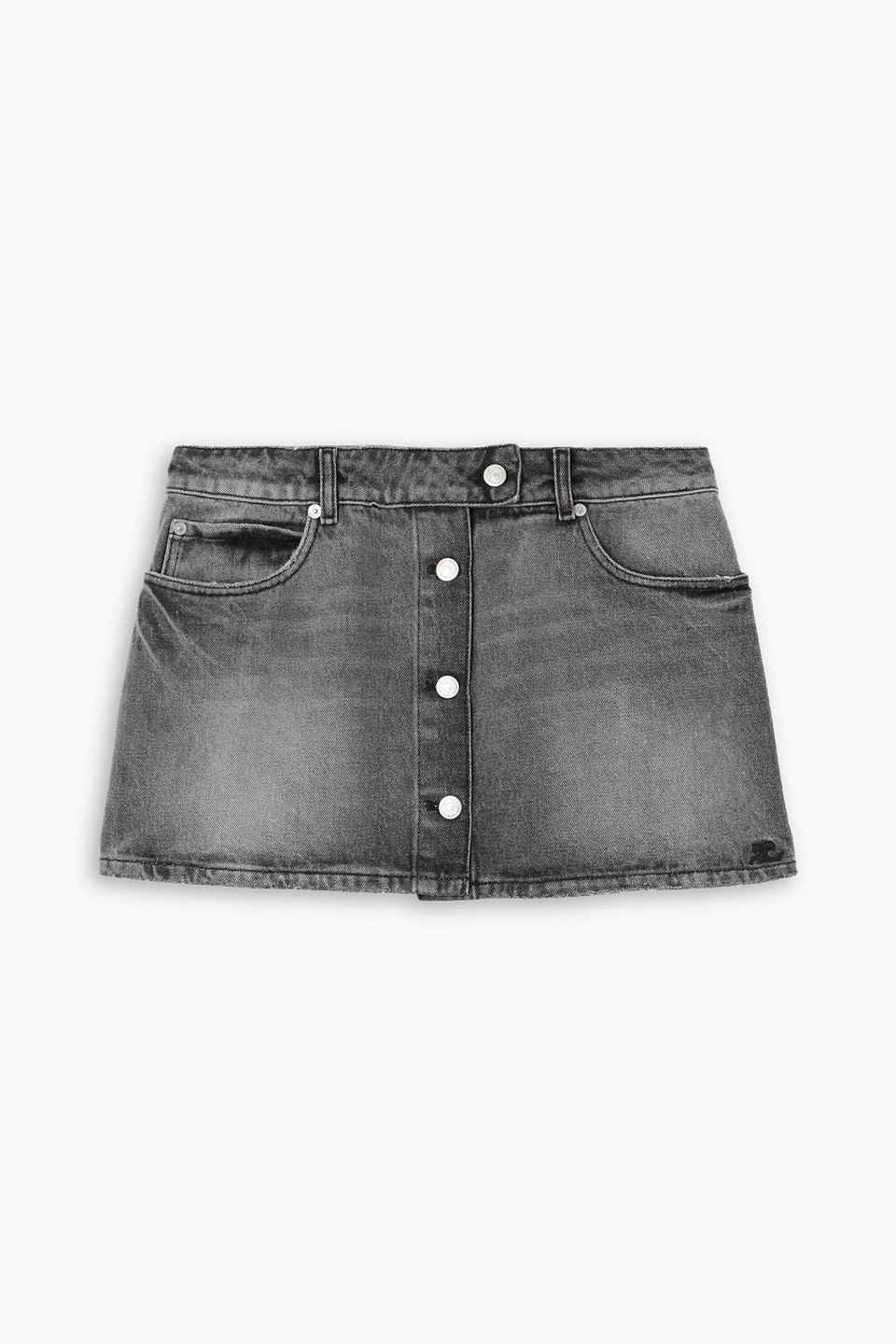 courrèges - trucker denim mini skirt - gray - fr 42