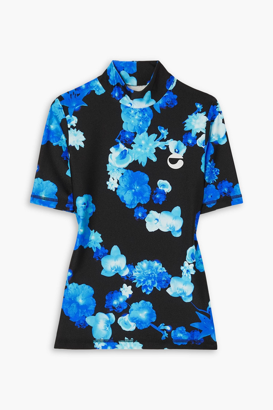 Coperni Cropped Floral-print Jersey Top In Blue
