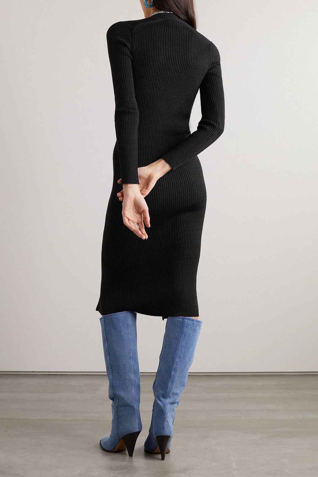 ISABEL MARANT فستان Zael متوسط الطول من مزيج صوف مضلّع