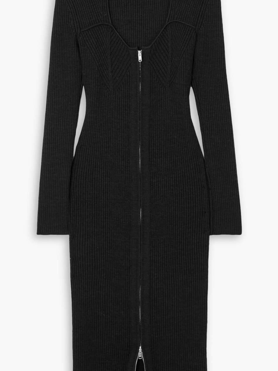 zael ribbed wool-blend midi dress