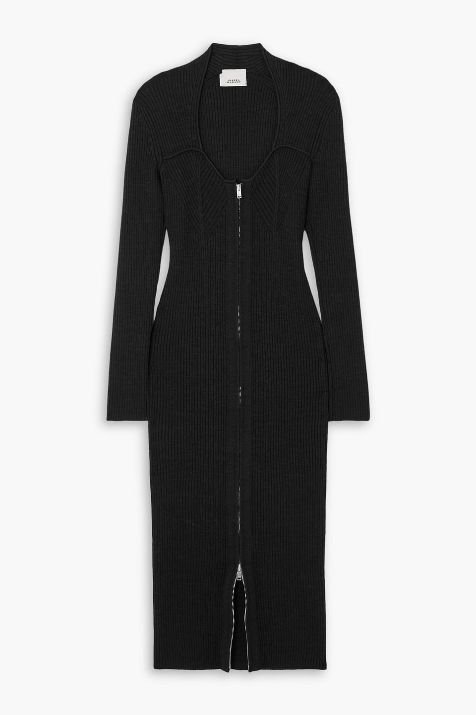 Isabel Marant Zael Ribbed Wool-blend Midi Dress In Schwarz