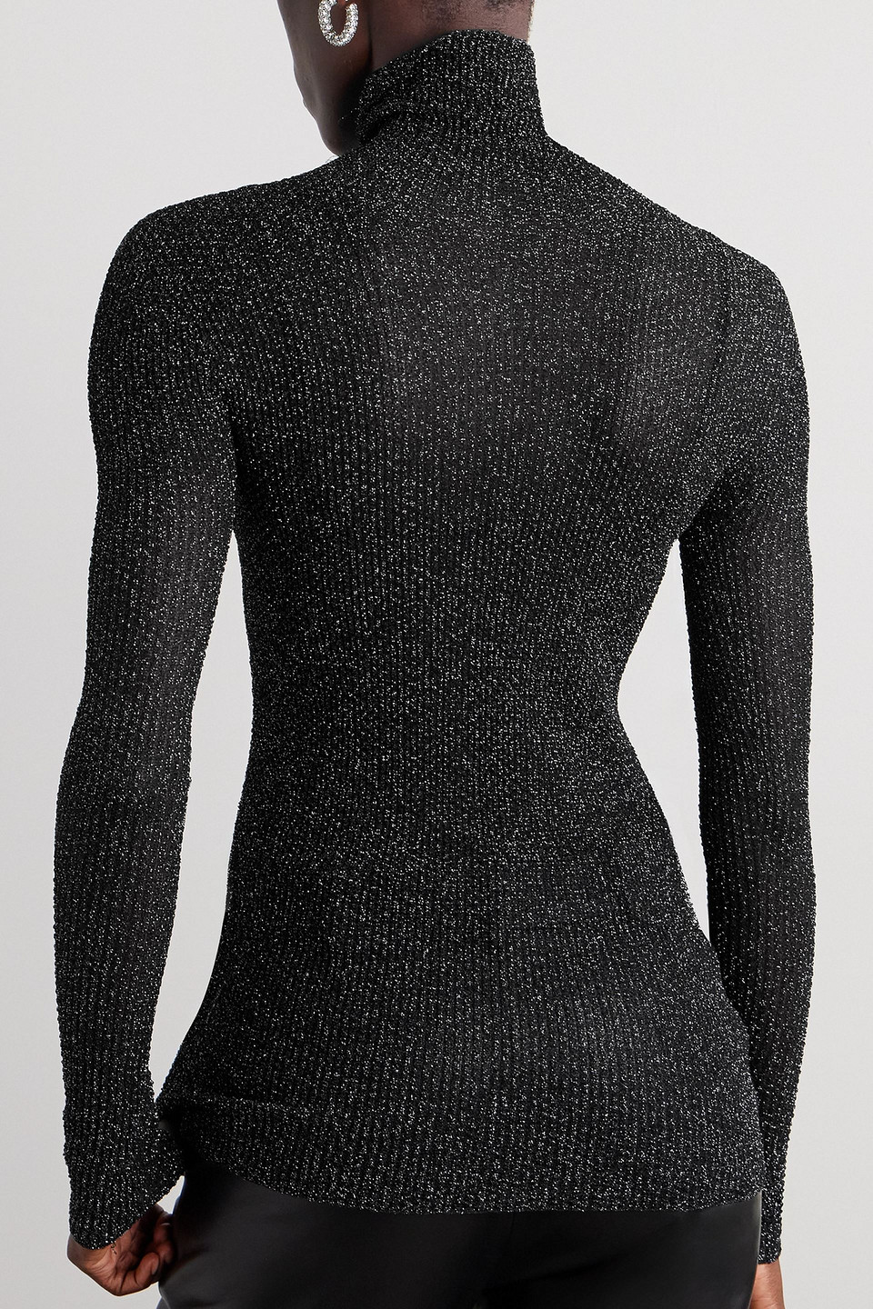 Isabel Marant Izzi Metallic Knitted Turtleneck Sweater In Schwarz