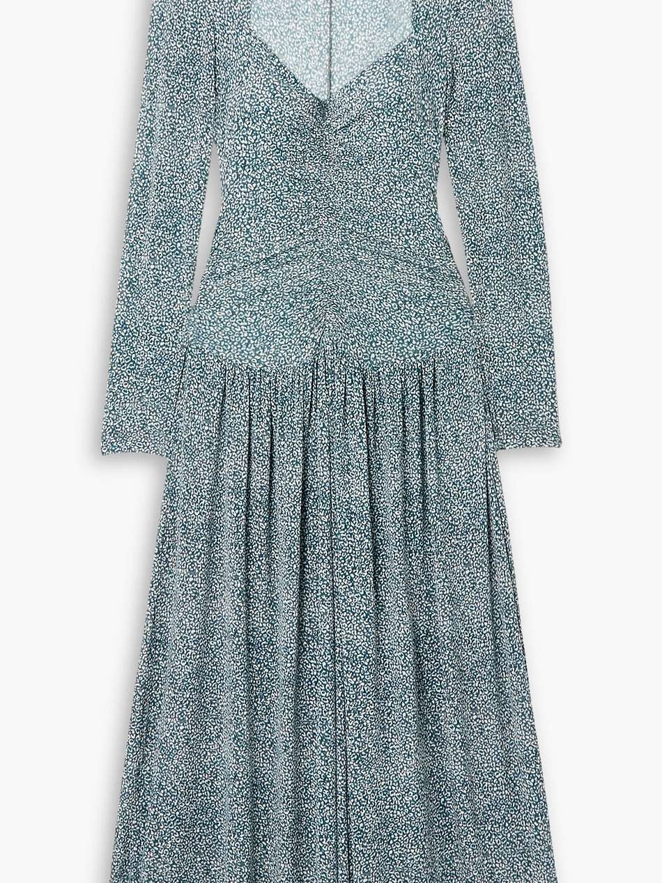jenny pleated printed stretch-jersey midi dress