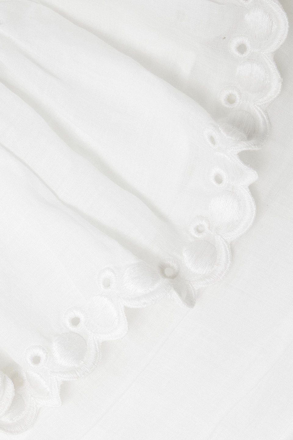 ISABEL MARANT OXANI STRAPLESS ASYMMETRIC BRODERIE ANGLAISE RAMIE MINI DRESS 