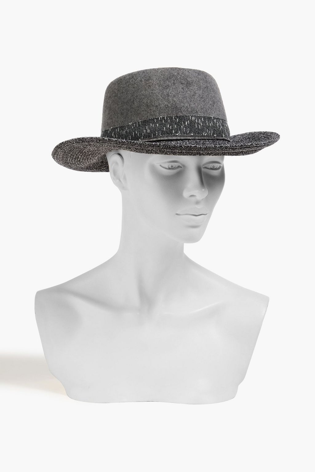 GIGI BURRIS MILLINERY قبعة فيدورا Noelle من صوف اللبّاد والشينيل مزينة بنسيج مضلّع