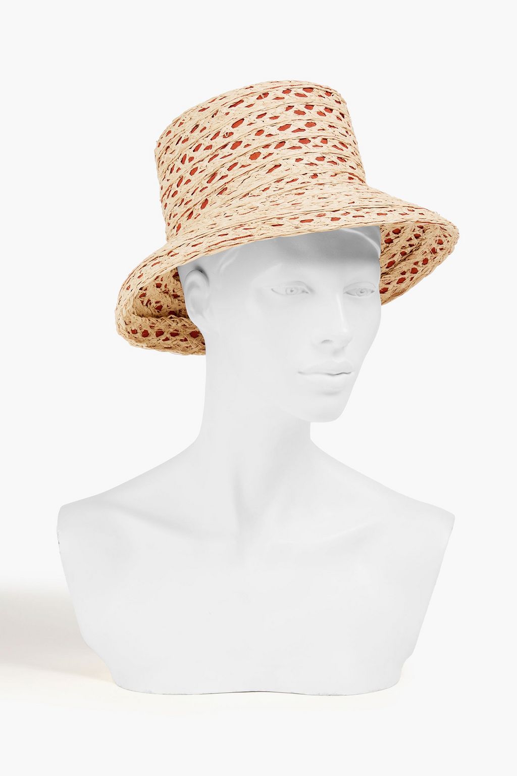 GIGI BURRIS MILLINERY Ida crocheted straw and cotton-twill sunhat