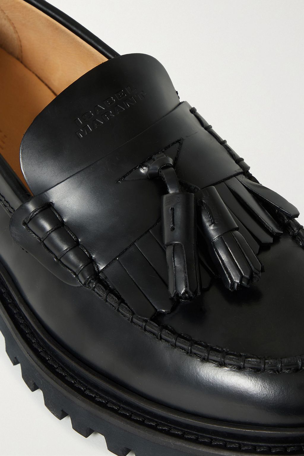 ISABEL MARANT Frezza tasseled glossed-leather loafers