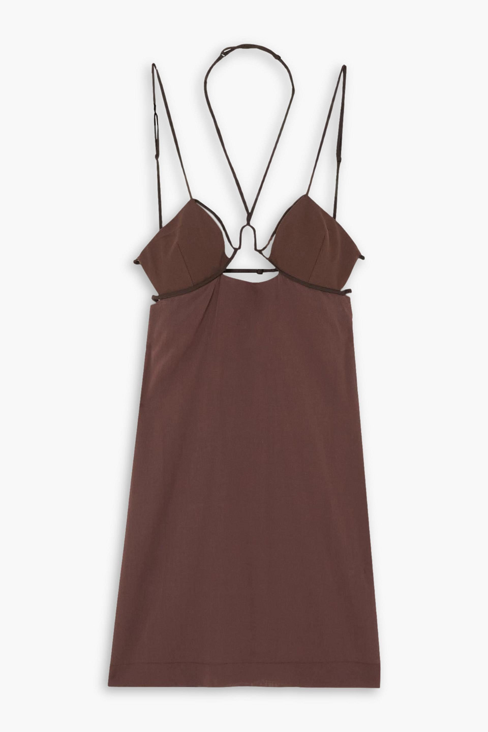 Nensi Dojaka Cutout Cotton Mini Dress In Chocolate