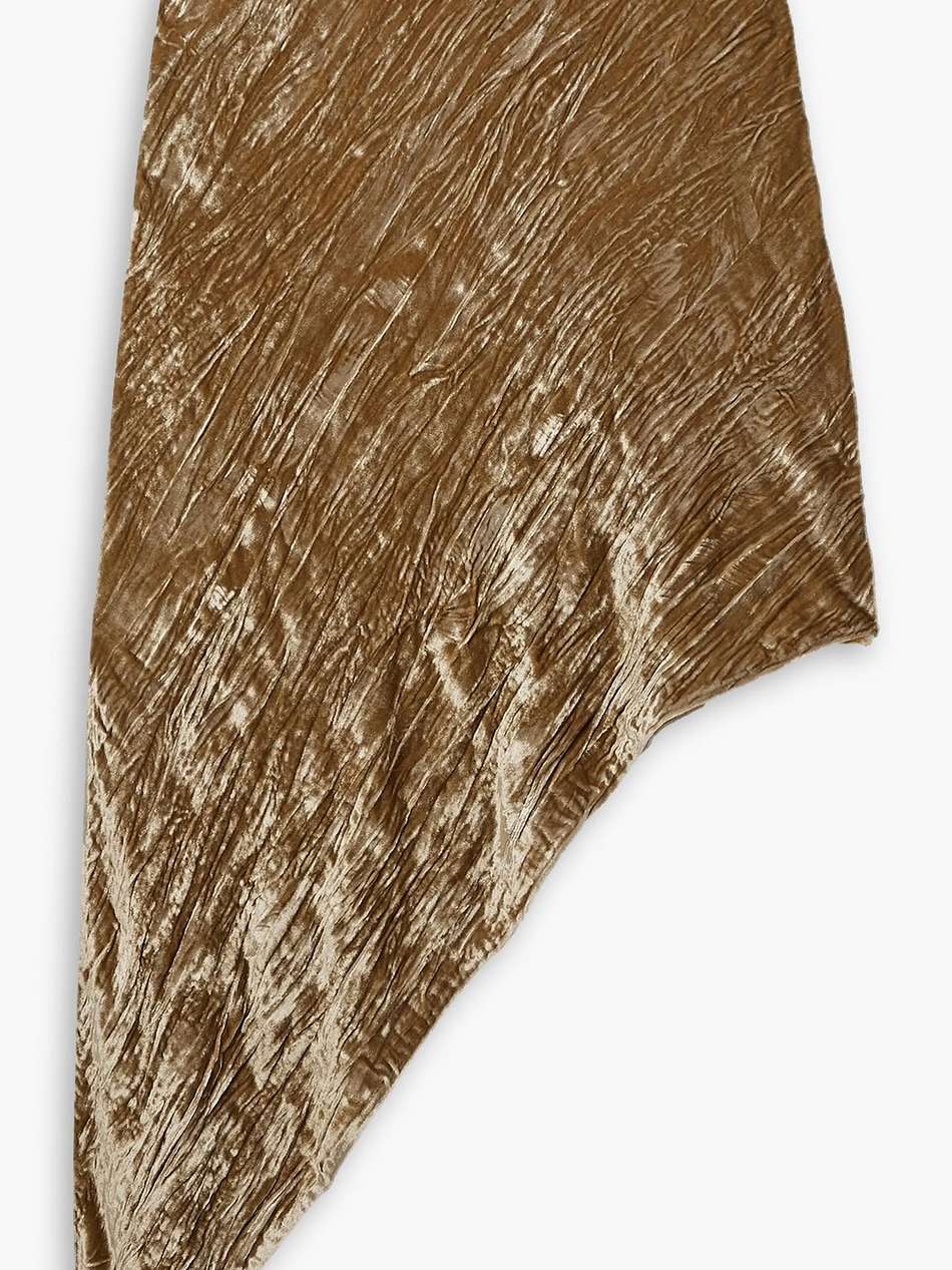 asymmetric crinkled-velvet midi skirt