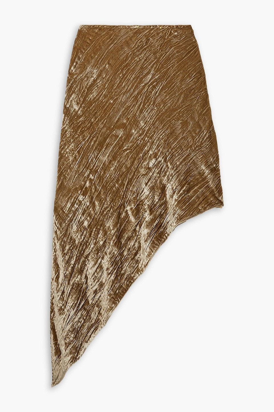 Petar Petrov Asymmetric Crinkled-velvet Midi Skirt In Sand