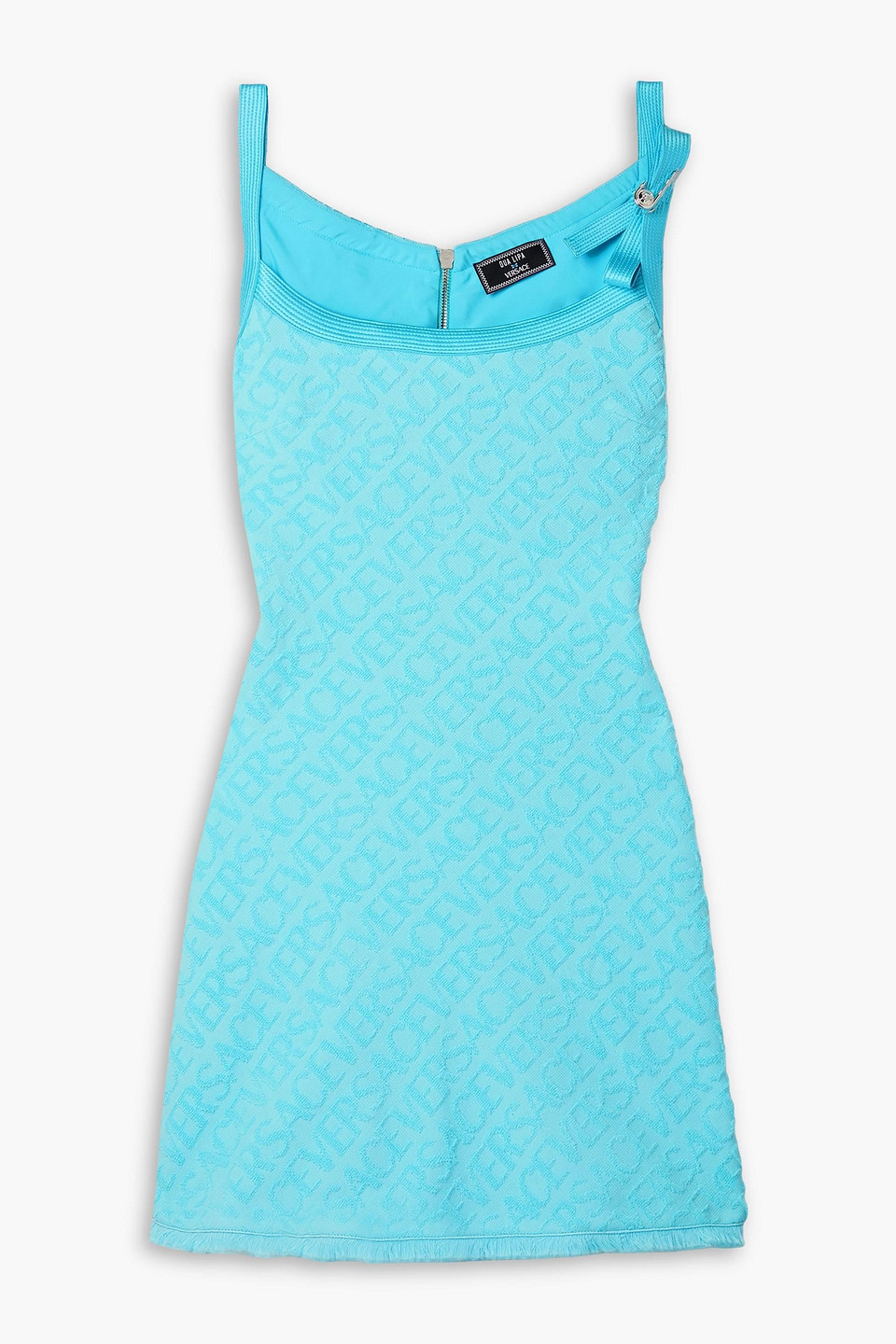 Versace Dua Lipa silk satin-trimmed flocked cotton-terry mini