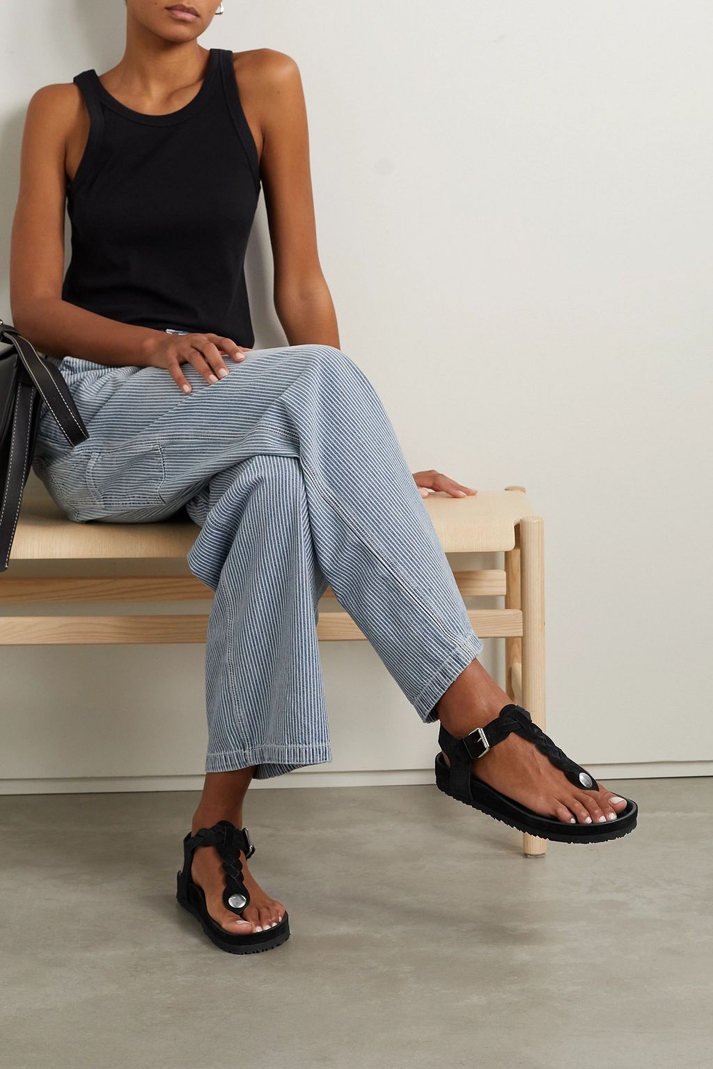 ISABEL MARANT صندل Brook من جلد السويد بأحزمة مجدولة