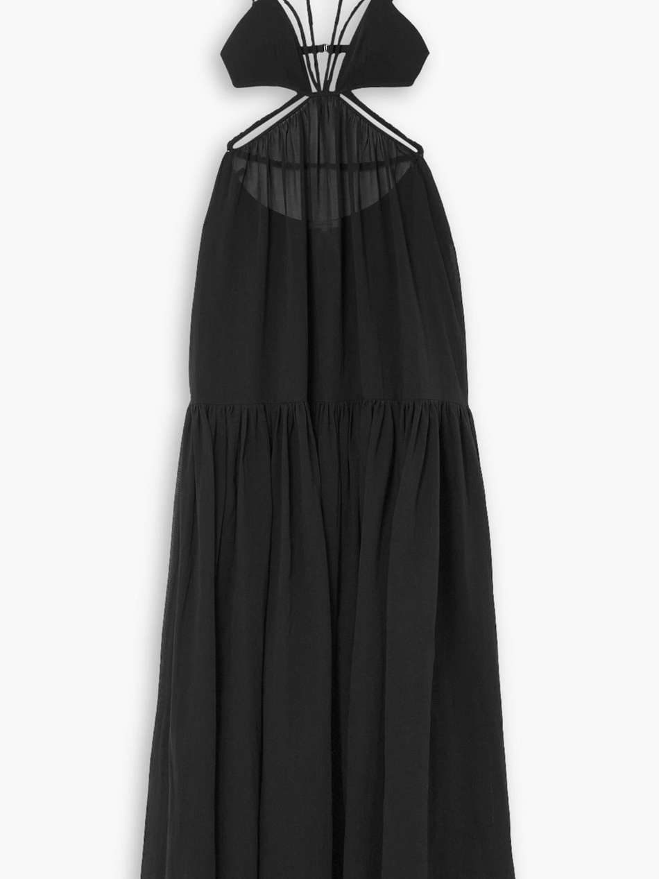 open-back cutout cotton-voile maxi dress