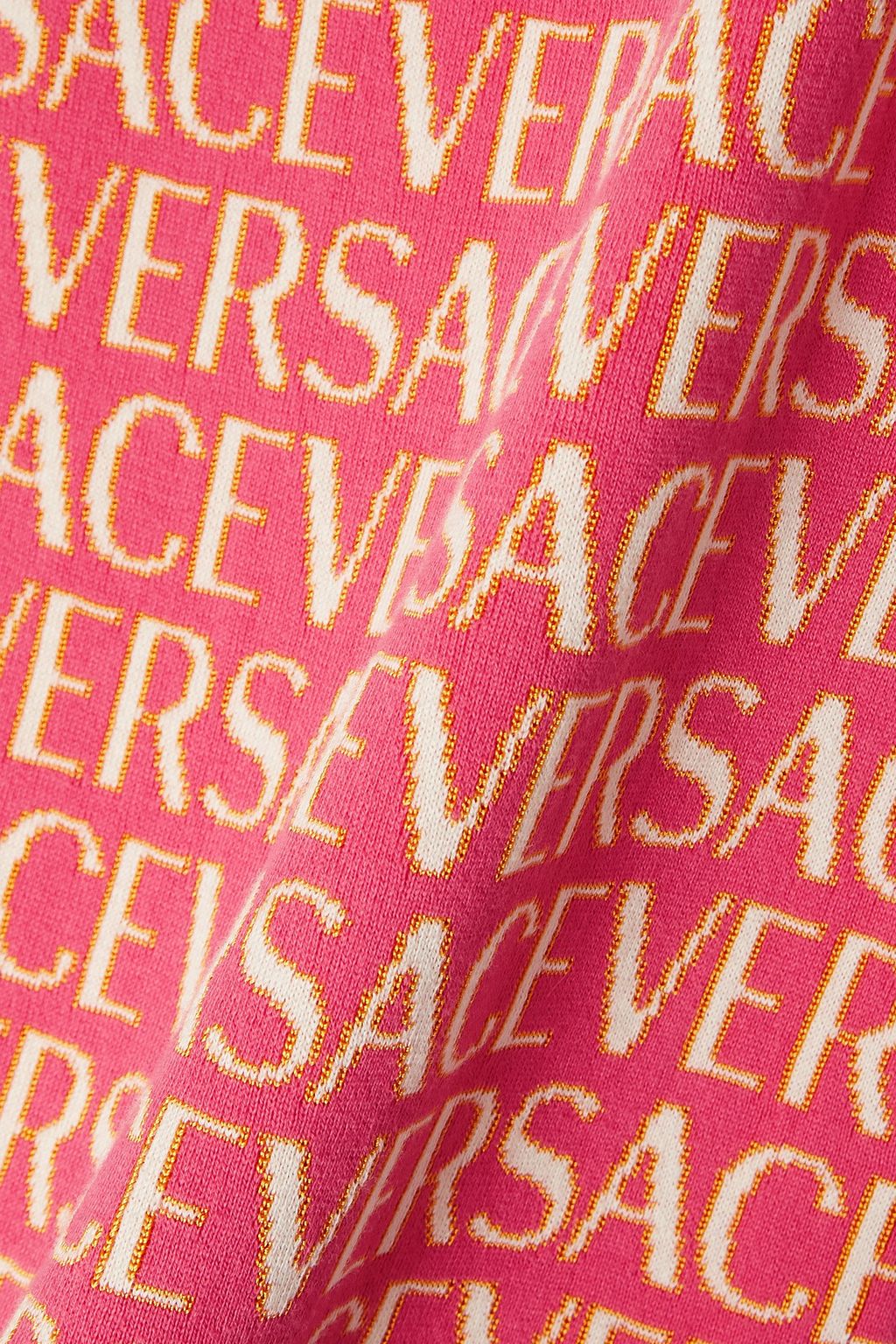 VERSACE فستان قصير من مزيج القطن بحبكة الجاكار وزركشة
